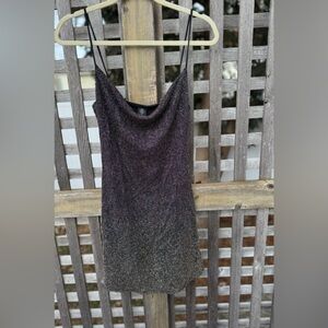 Urban Outfitters Sparkly Black Drape Neck Slip Dress, size Medium, NWT